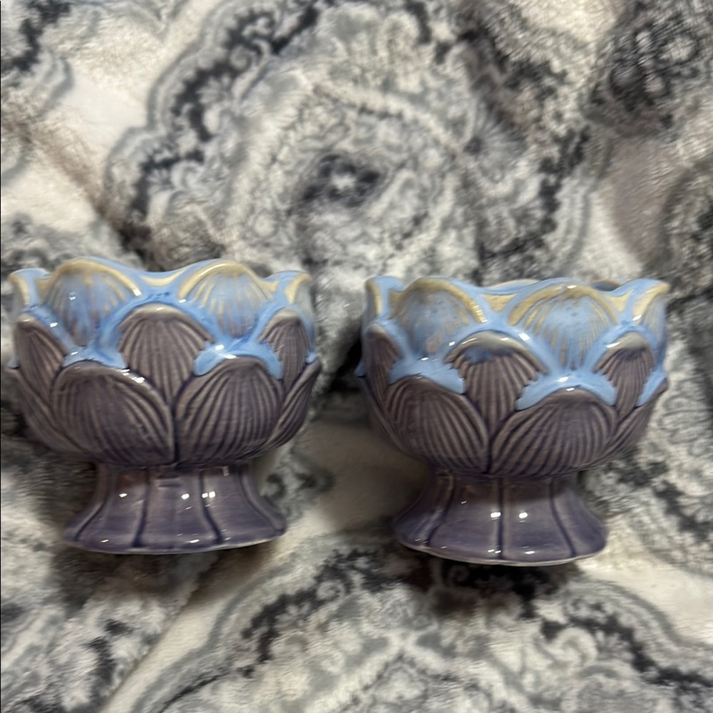 Lotus Flower Ceramic Tealight Holders – Set of 2